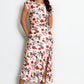 CHAMPAGNE CREAM ROSE PRINT MIDI DRESS