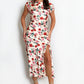 CHAMPAGNE CREAM ROSE PRINT MIDI DRESS