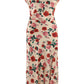CHAMPAGNE CREAM ROSE PRINT MIDI DRESS