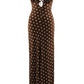 CHOCOLATE BROWN POLKA DOT PRINT CUT OUT BACK MAXI DRESS