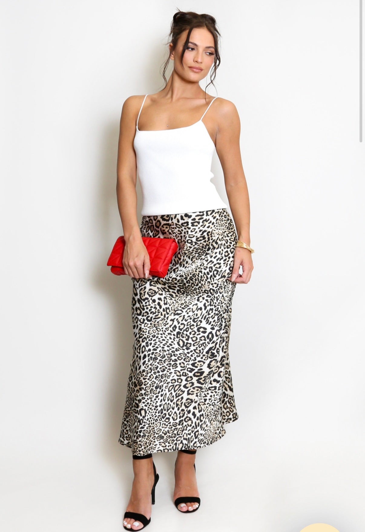 LEOPARD PRINT BIAS CUT MIDI SKIRT