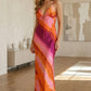 PINK MULTI ABSTRACT STRIPE PRINT CUT OUT BACK MAXI DRESS