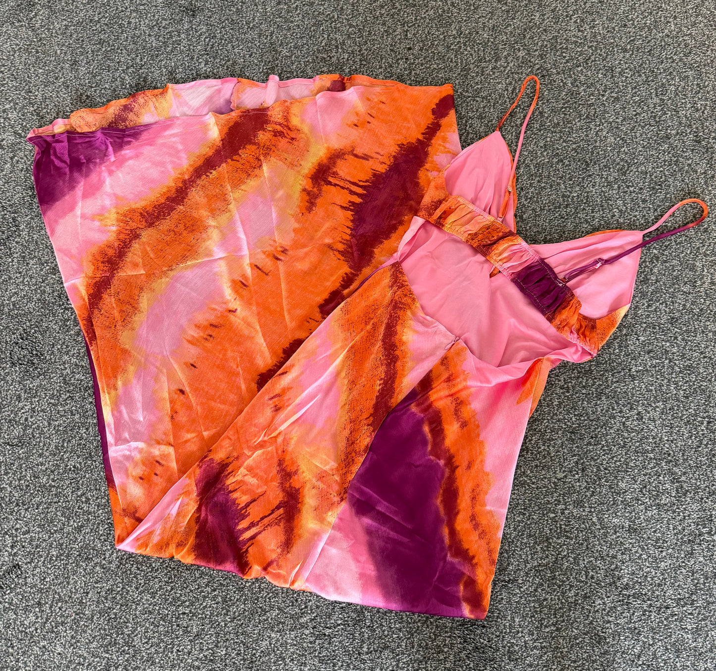 PINK MULTI ABSTRACT STRIPE PRINT CUT OUT BACK MAXI DRESS
