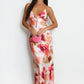 WHITE MULTI WATERCOLOUR ABSTRACT PRINT CUT OUT BACK MAXI DRESS