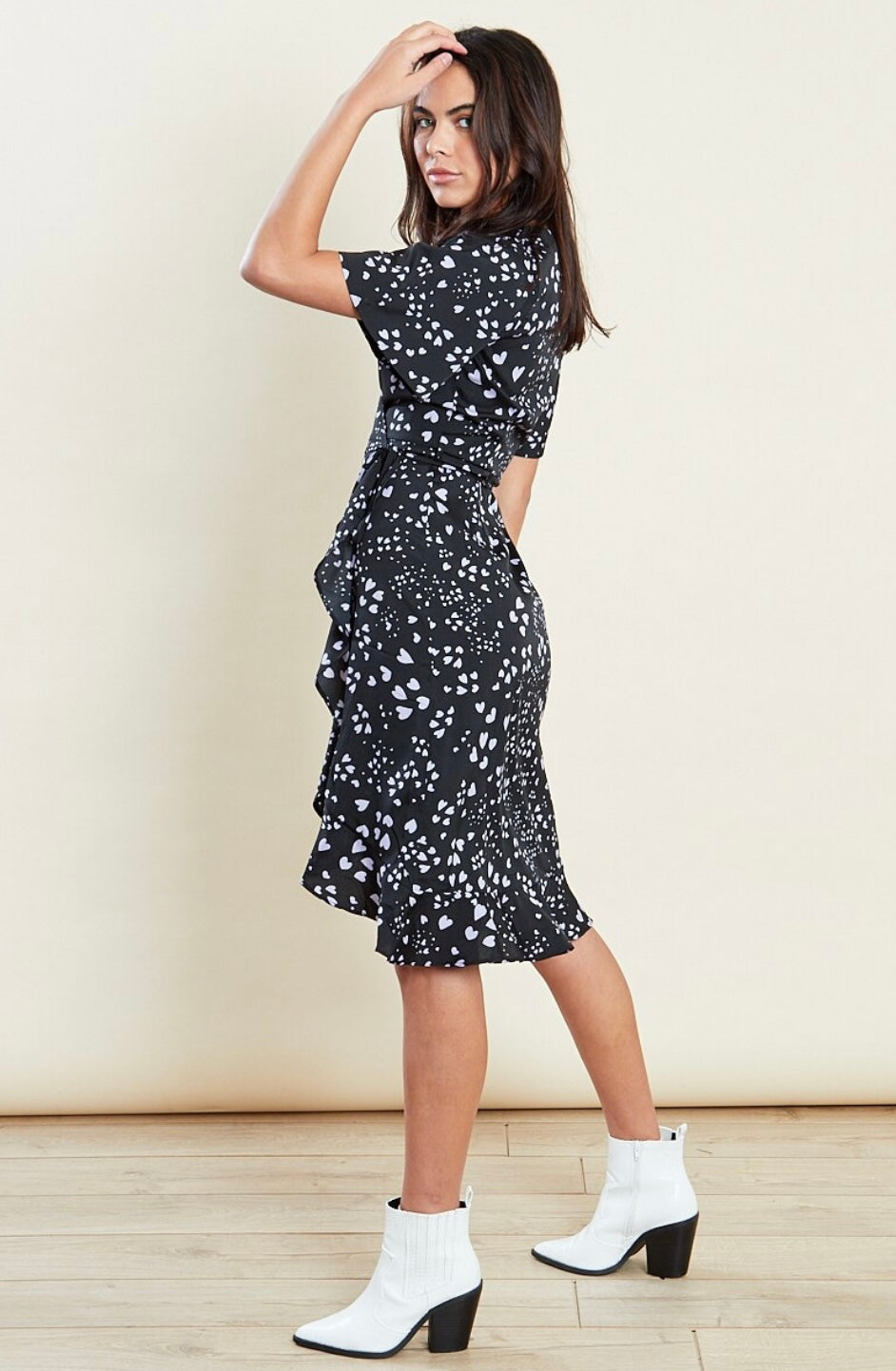 Black and white heart print outlet dress