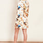 Gold multi marble printed satin shirt dress with self fabric belt